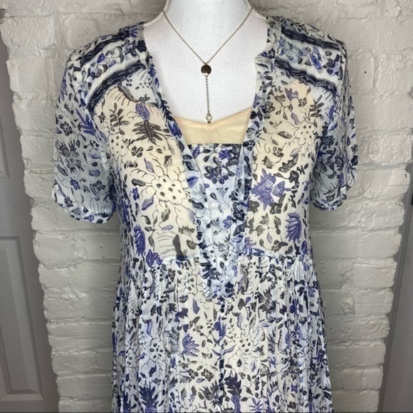 Anthropologie Maeve Canna Sheer Swing Dress Size 0 - Picture 4 of 10